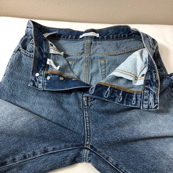 Pacsun Cotton High Rise Ripped Distressed Blue Wash Button Fly Straight Jeans 26 - Picture 6 of 16